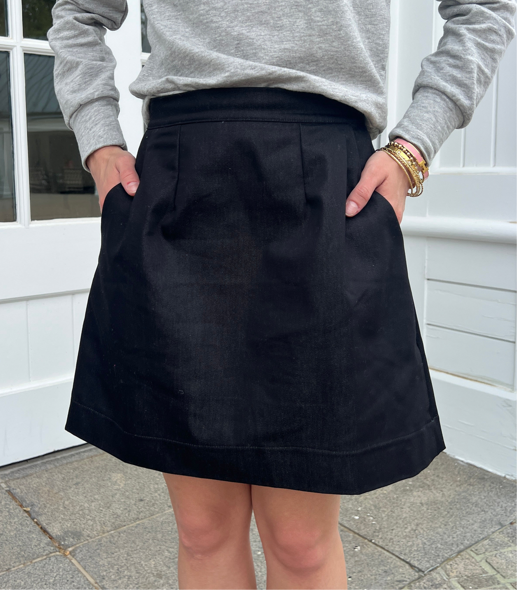 Luxury Chambray Skirt in Black – COL1972