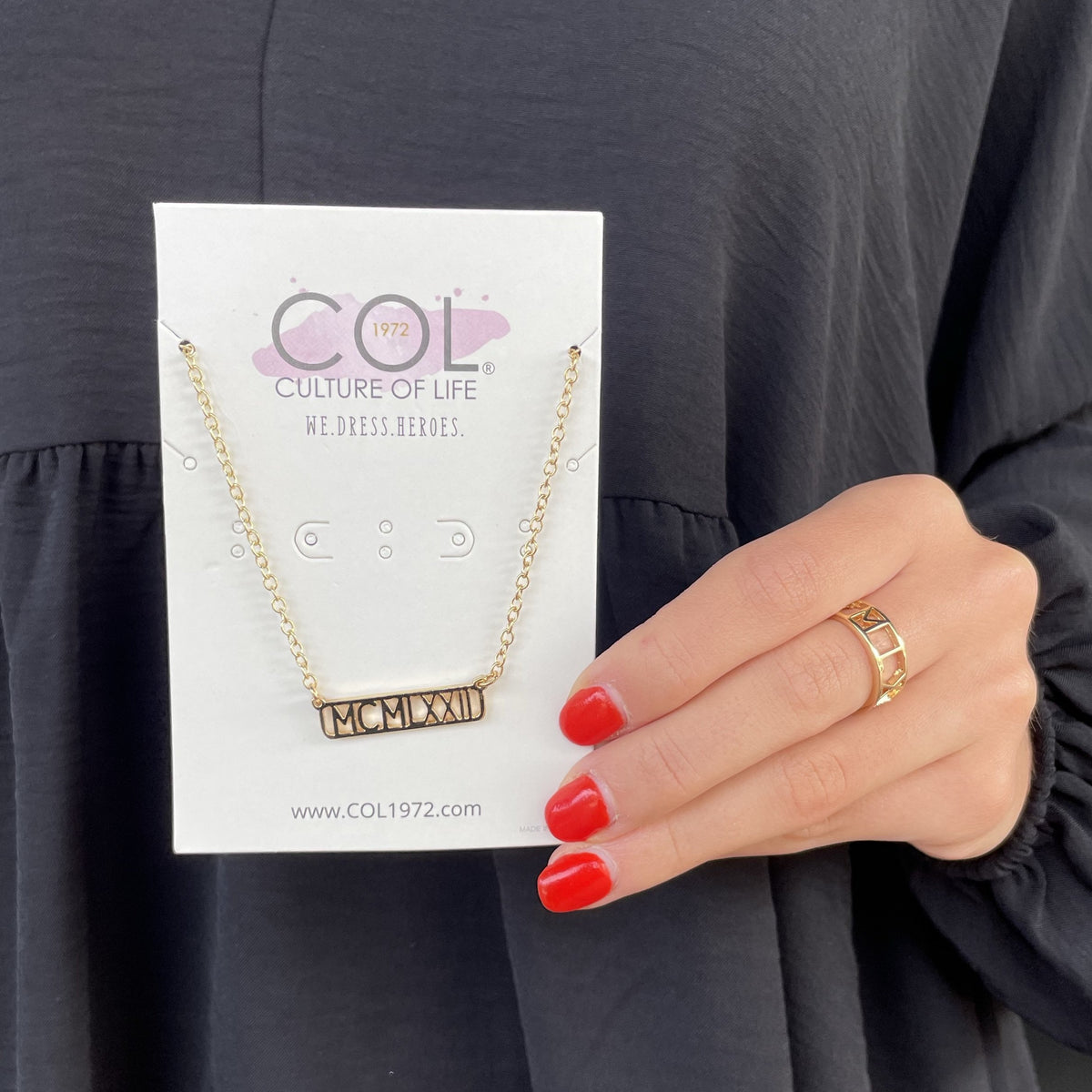 Roman Numeral MCMLXXII 1972 Gold Necklace COL1972 roman-numeral-mcmlxxii-1972-gold-necklace-col1972