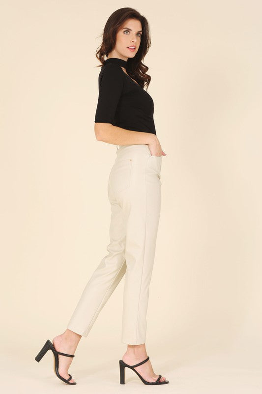 High Waisted Faux Leather Pants