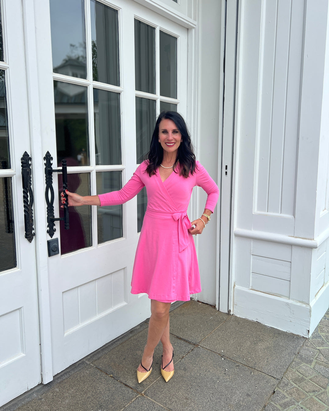 Luxury Wrap Dress in Pink Small