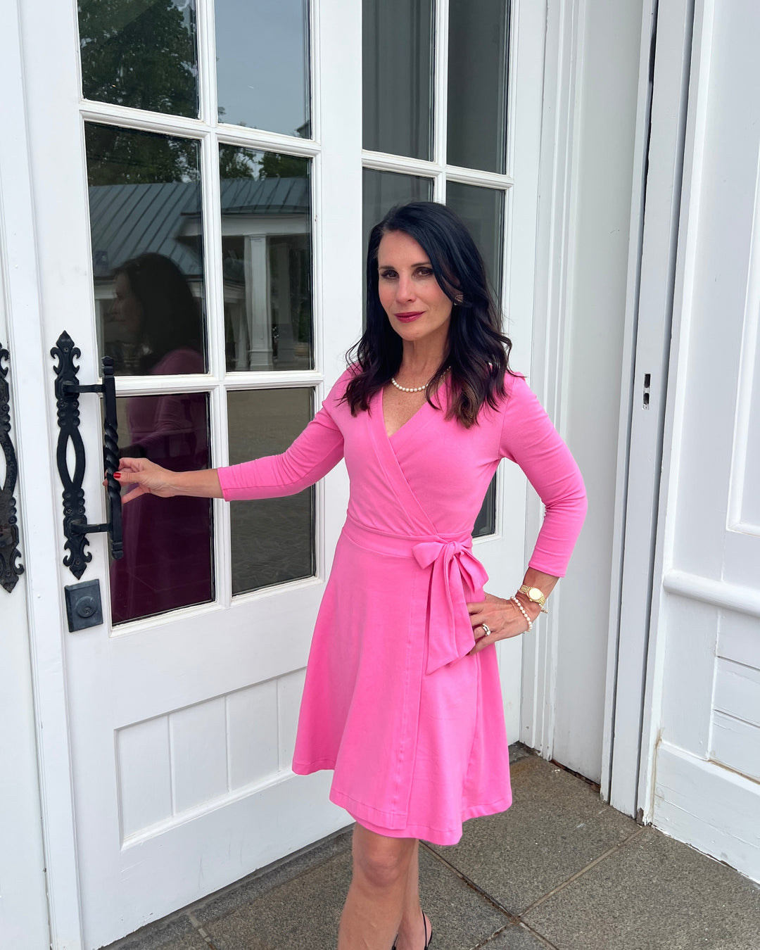 open lace back dress Luxury Wrap Dress in Pink Small