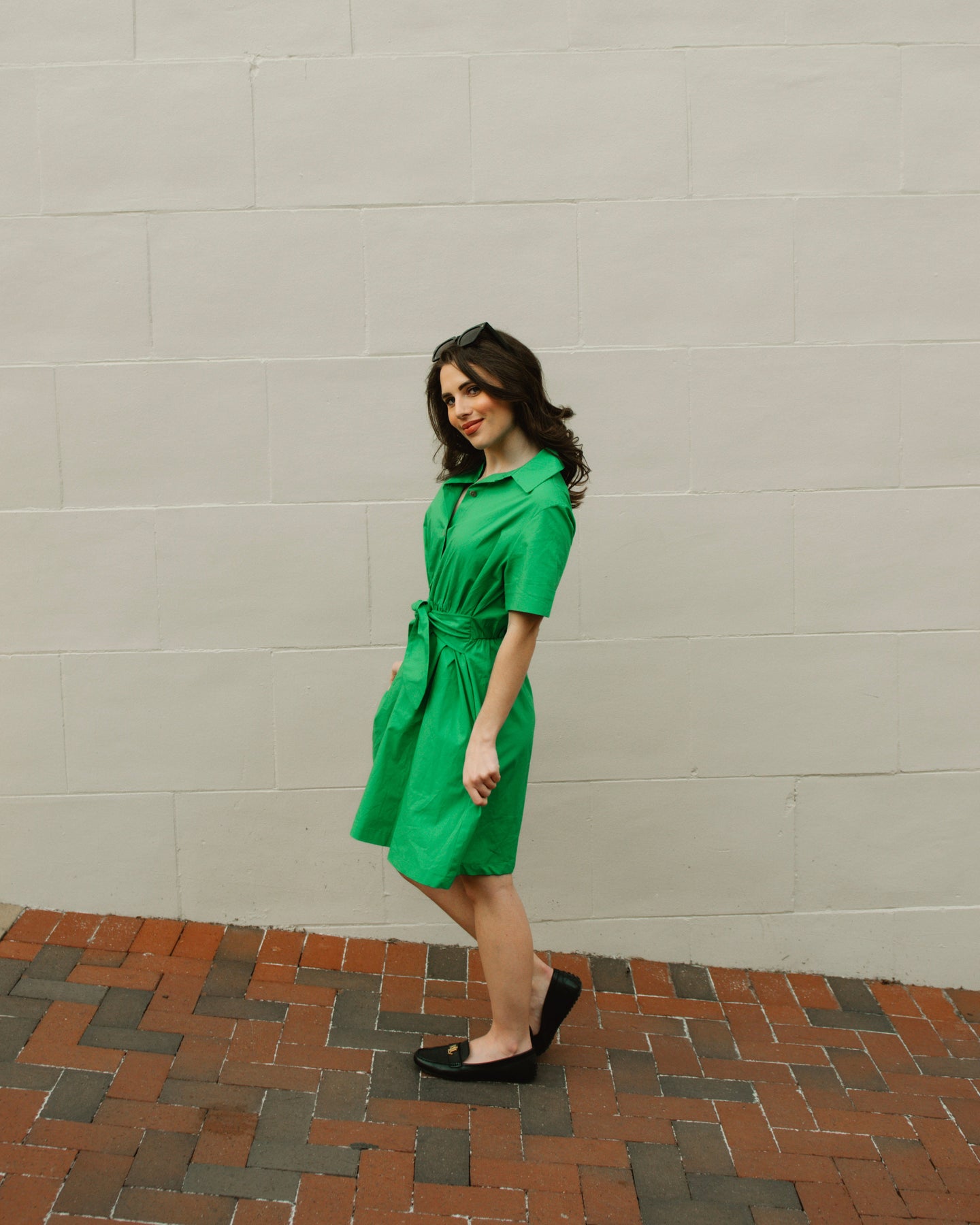 Luxury Cotton Poplin Shirt Dress in Green COL1972 Luxury Cotton Poplin Shirt Dress in Green COL1972