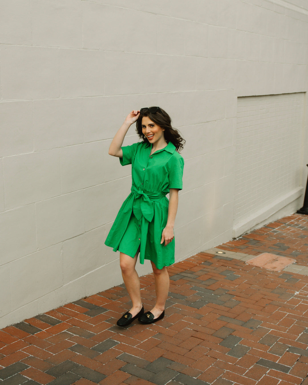 Luxury Cotton Poplin Shirt Dress in Green COL1972 Luxury Cotton Poplin Shirt Dress in Green COL1972