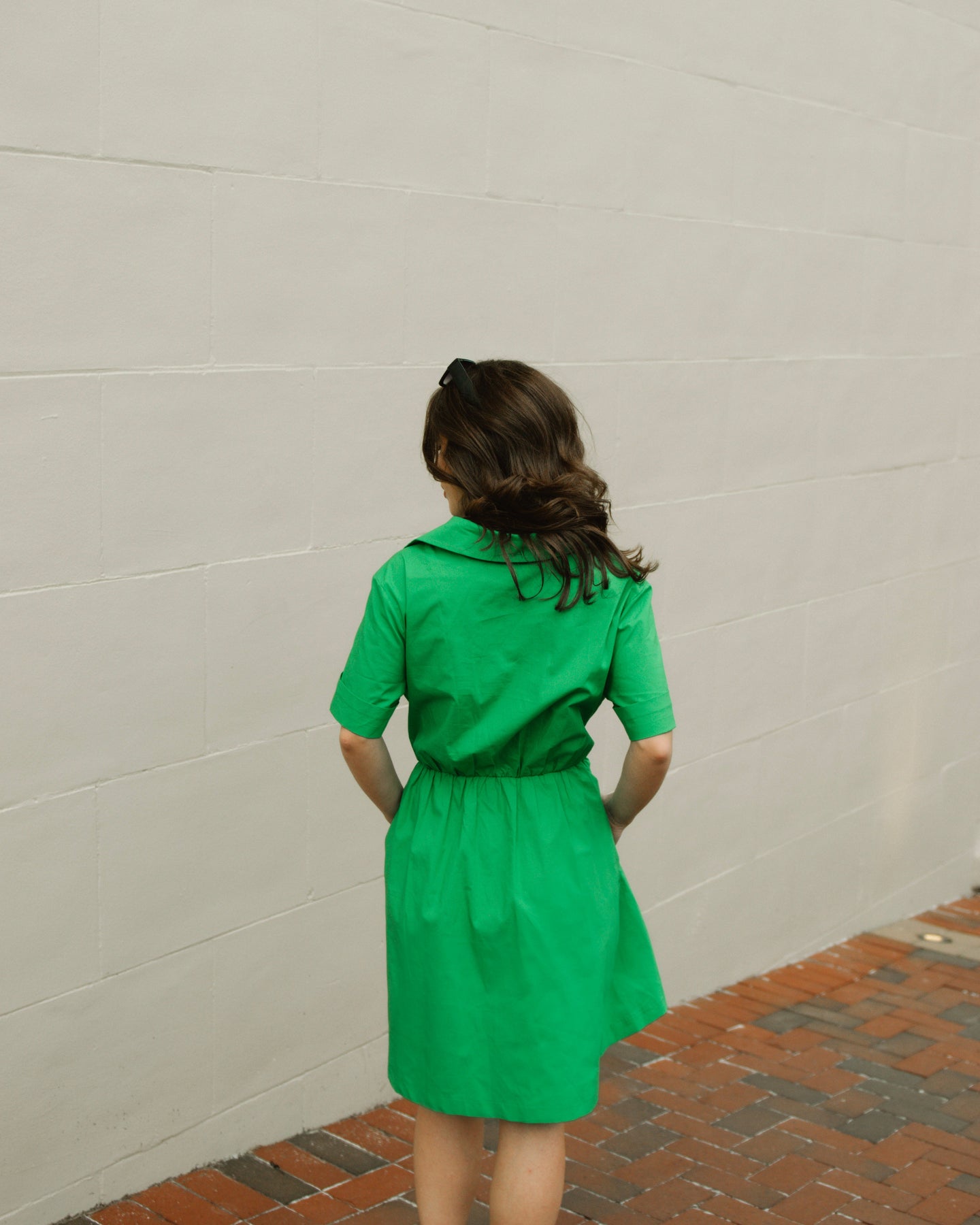 Luxury Cotton Poplin Shirt Dress in Green COL1972 Luxury Cotton Poplin Shirt Dress in Green COL1972