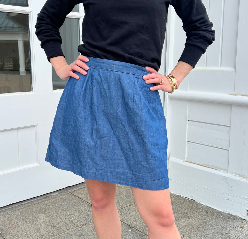 Luxury Chambray Skirt in Blue Denim – COL1972